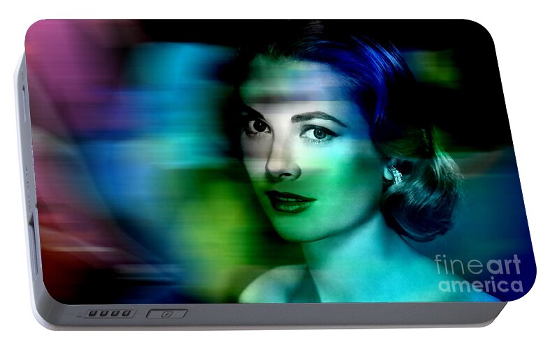  Grace Kelly Photographs Portable Battery Charger featuring the mixed media Grace Kelly by Marvin Blaine