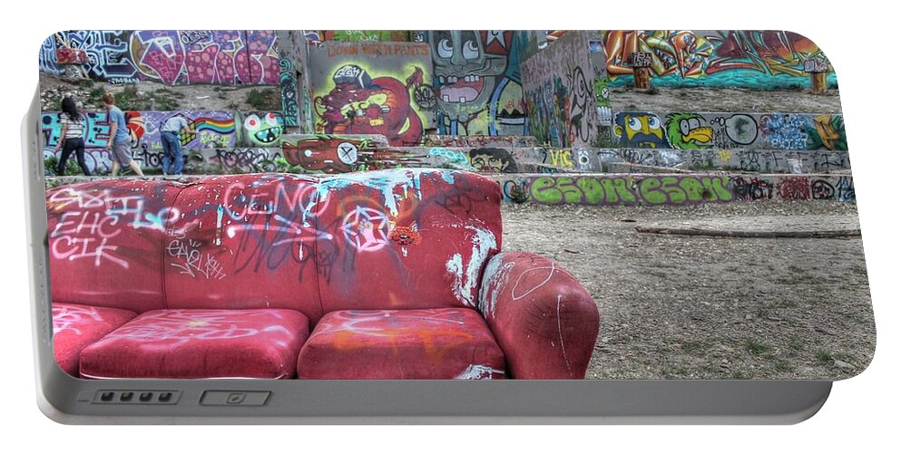Grafitti Portable Battery Charger featuring the photograph Grafitti Couch by Jane Linders