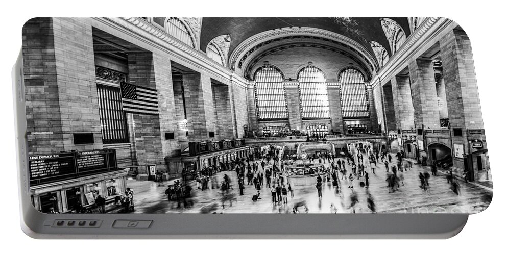 Nyc Portable Battery Charger featuring the photograph Grand Central Station -pano bw by Hannes Cmarits