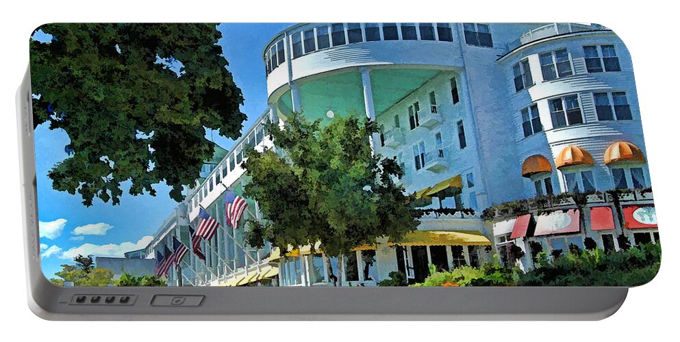 Mackinac Island Portable Battery Charger featuring the photograph Grand Hotel - Image 003 by Mark Madere
