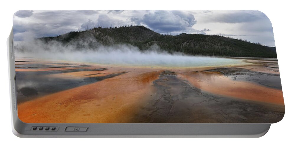 Bacterial Mat Portable Battery Charger featuring the photograph Grand Prismatic Spring by Rob Hemphill