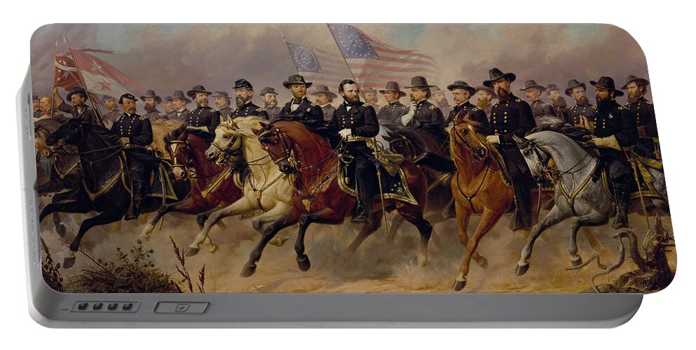 Ole Peter Hansen Balling Portable Battery Charger featuring the painting Grant and His Generals by Ole Peter Hansen Balling