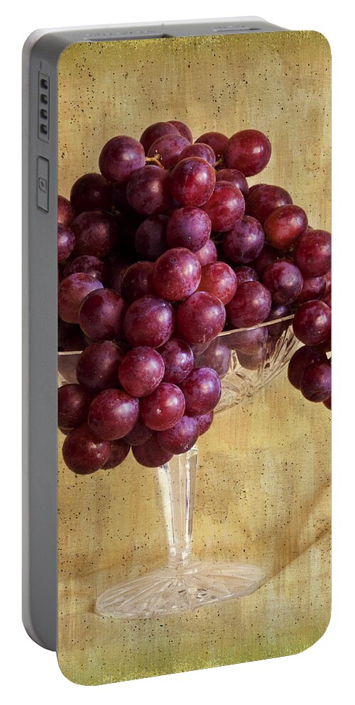 Grapes And Crystal Still Life Portable Battery Charger featuring the photograph Grapes And Crystal Still Life by Sandra Foster