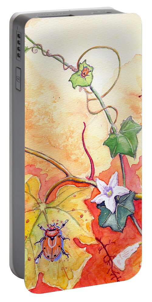 Grapevine Beetle Portable Battery Charger featuring the painting Grapevine Beetle by Katherine Miller