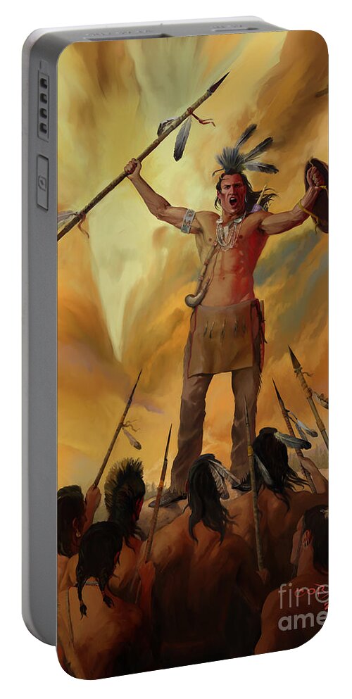  Indian Portable Battery Charger featuring the painting Great Ojibwa Indian Chief by Robert Corsetti