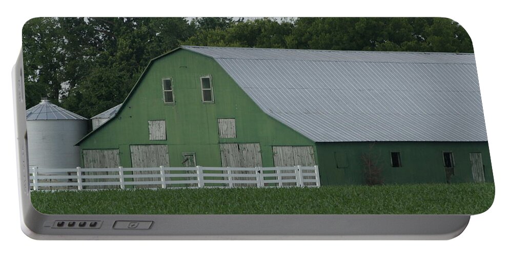 Barn Portable Battery Charger featuring the photograph Kentucky Green Barn by Valerie Collins