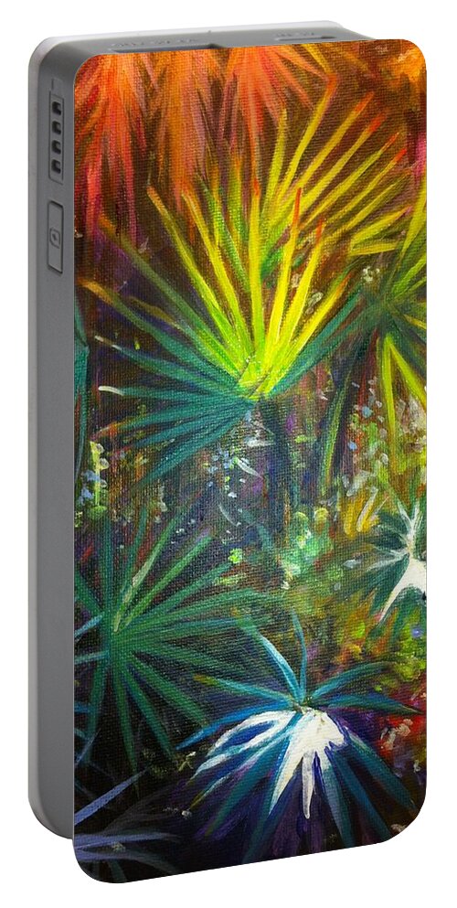 Palms Portable Battery Charger featuring the painting Green Cay Palms by Anne Marie Brown