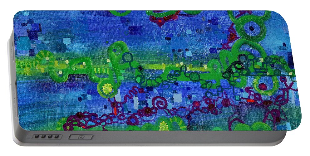 Path Integral Portable Battery Charger featuring the painting Green Functions by Regina Valluzzi