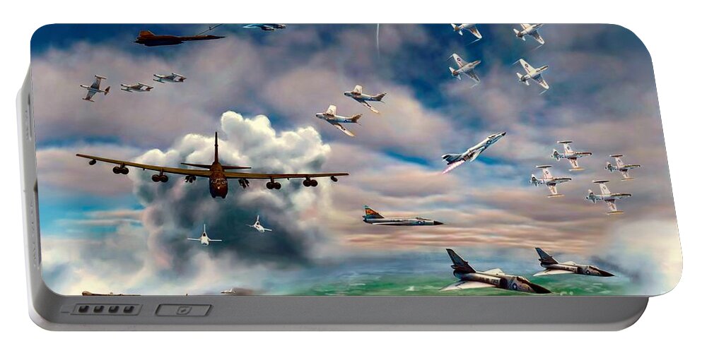 Air Force Base Portable Battery Charger featuring the painting Griffiss Air Force Base by David Luebbert
