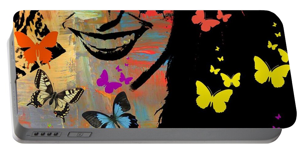 Girl Portable Battery Charger featuring the photograph Groovy Butterfly Gal by Kathy Barney