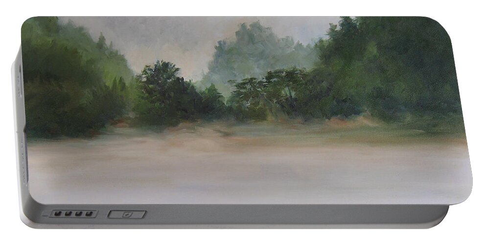 Landscape Portable Battery Charger featuring the painting Ground Mist by Connie Schaertl