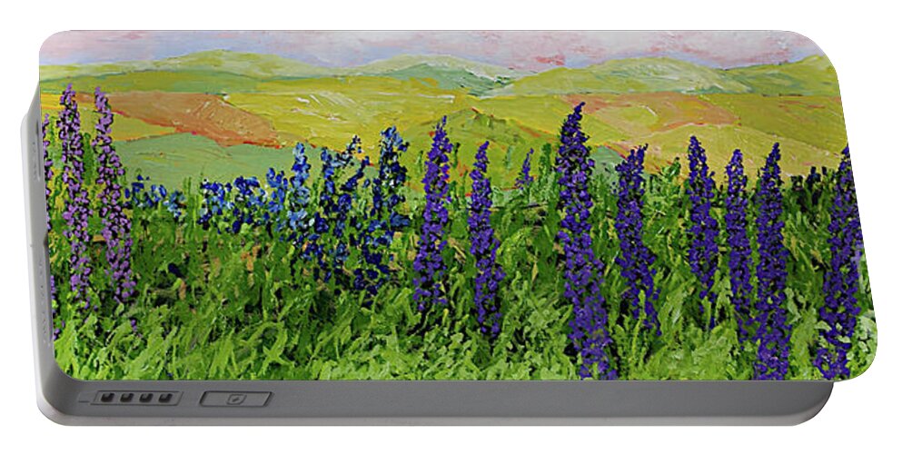 Landscape Portable Battery Charger featuring the painting Growing Tall by Allan P Friedlander