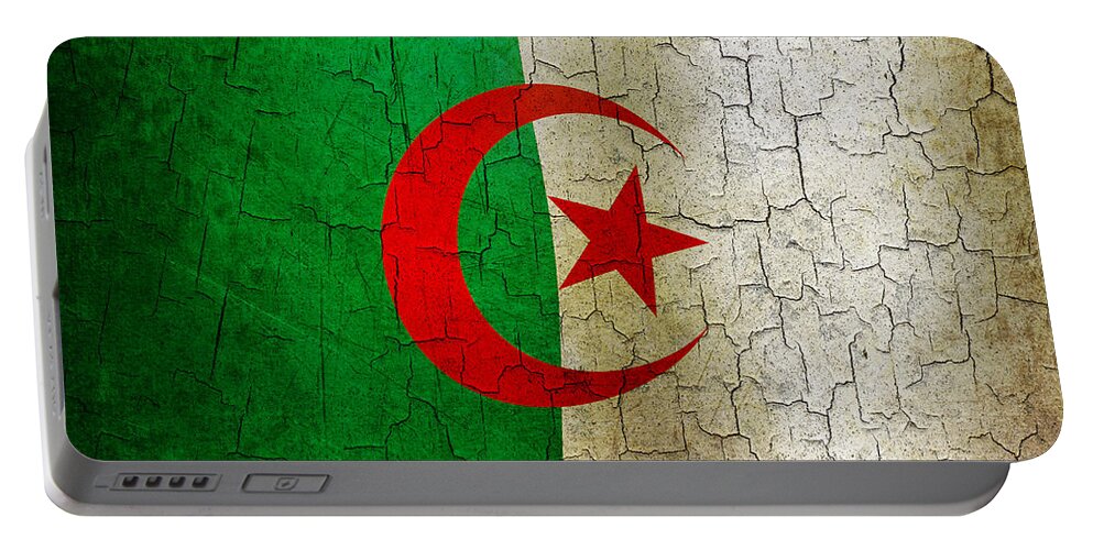 Aged Portable Battery Charger featuring the digital art Grunge Algeria flag by Steve Ball
