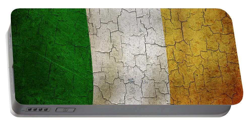 Aged Portable Battery Charger featuring the digital art Grunge Ireland flag by Steve Ball
