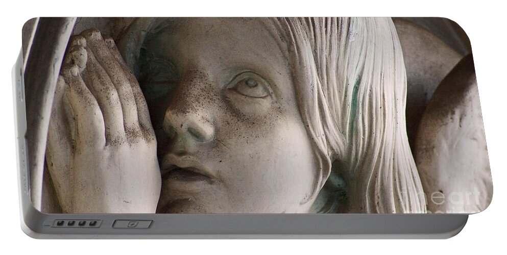 Angel Portable Battery Charger featuring the photograph Guardian Angel with praying hands by Eva-Maria Di Bella