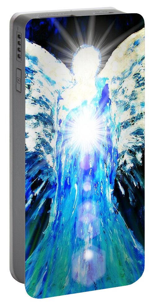 Angels Portable Battery Charger featuring the painting Guardian of The Light by Alma Yamazaki