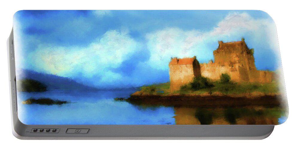 Eilean Donan Castle Portable Battery Charger featuring the digital art Guardian of the Loch by Diane Macdonald