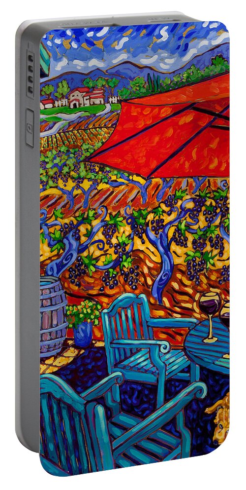 Golden Retriever Portable Battery Charger featuring the painting Guarding the Wine by Cathy Carey