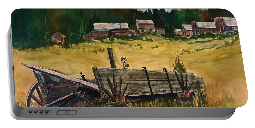 Ashcroft Portable Battery Charger featuring the painting Guess We'll Settle Here I by Frank SantAgata