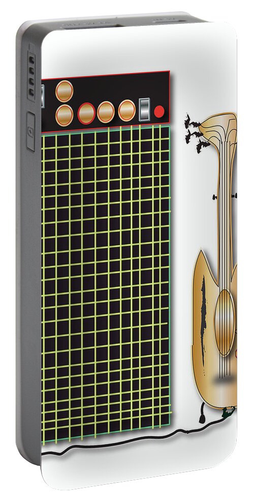 Music Portable Battery Charger featuring the digital art Guitar and Amp by Marvin Blaine