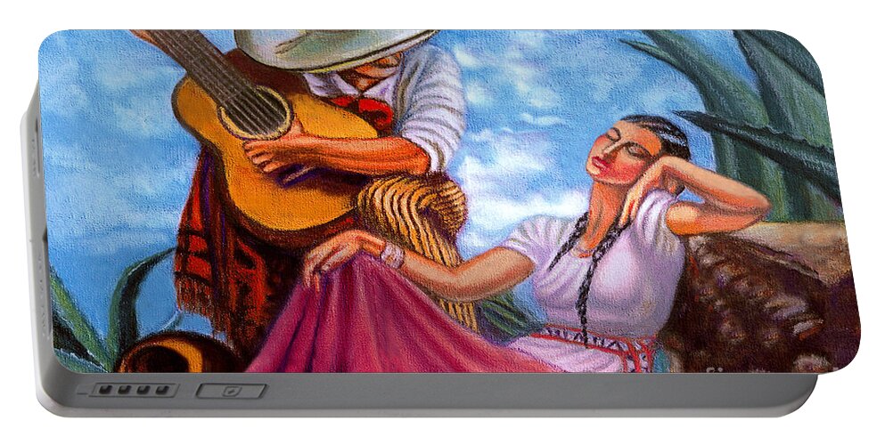 Guitar Player Portable Battery Charger featuring the painting Guitar Player by William Cain