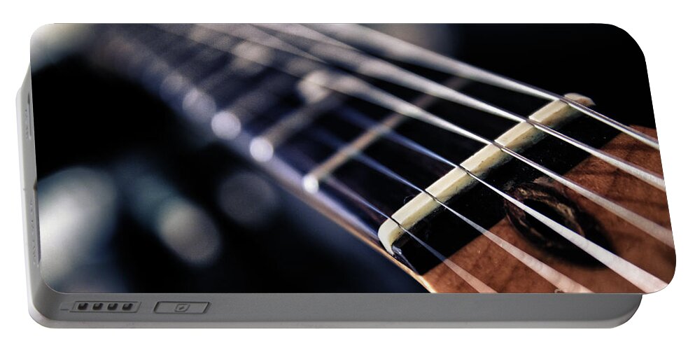 Abstract Portable Battery Charger featuring the photograph Guitar Strings by Stelios Kleanthous