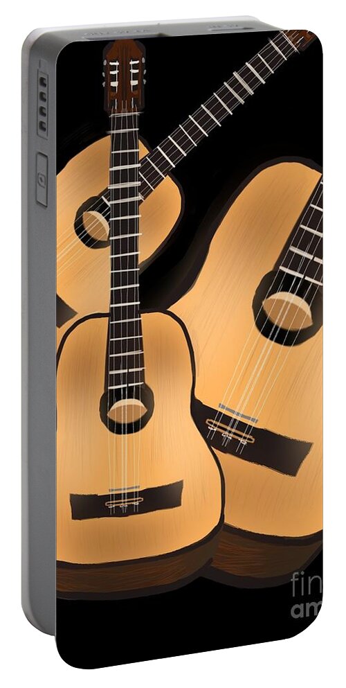 Music Portable Battery Charger featuring the digital art Guitars galore by Christine Fournier