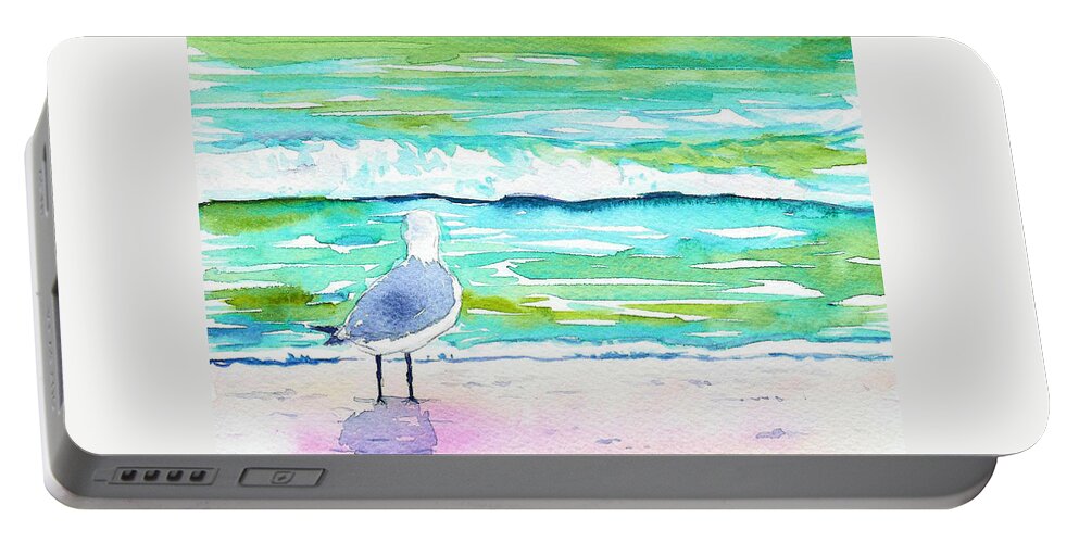 Seagull Portable Battery Charger featuring the painting Gull by Anne Marie Brown