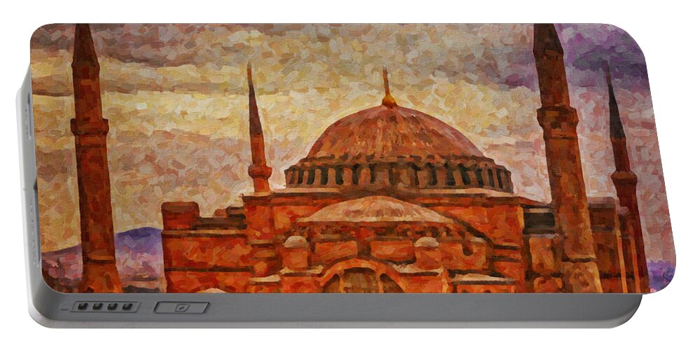 Digital Portable Battery Charger featuring the painting Hagia Sophia Digital Painting by Antony McAulay