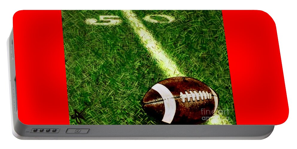 Football Portable Battery Charger featuring the painting Halfway There by Jackie Carpenter