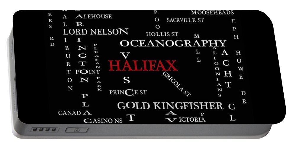 Halifax Nova Scotia Landmarks And Streets Portable Battery Charger featuring the digital art Halifax Nova Scotia Landmarks and Streets by Barbara A Griffin