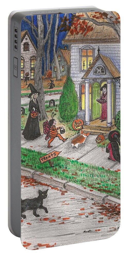 Print Portable Battery Charger featuring the painting Halloween Memories by Margaryta Yermolayeva