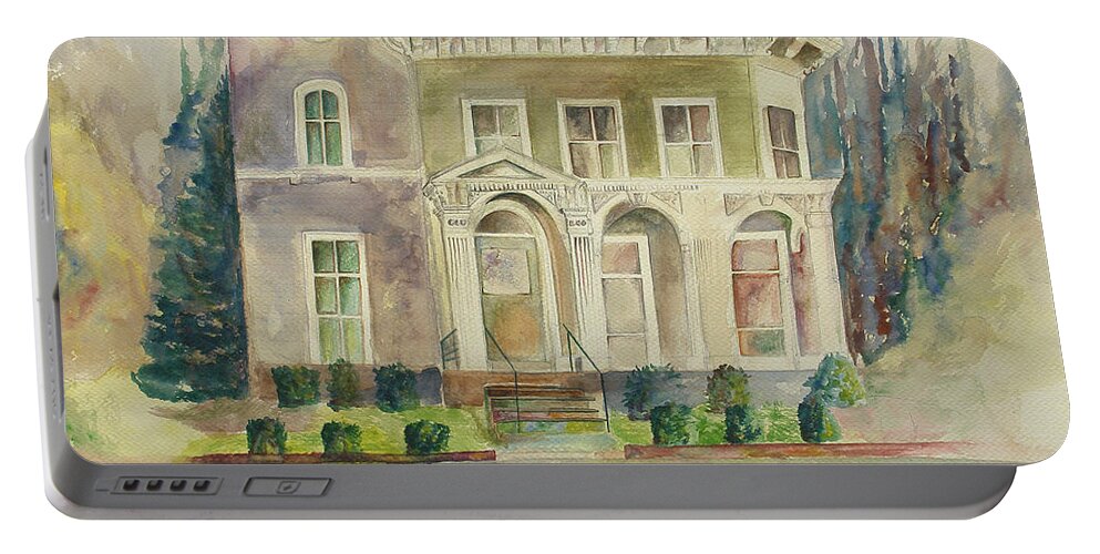 Hamden Portable Battery Charger featuring the painting Hamden House by Lynn Buettner