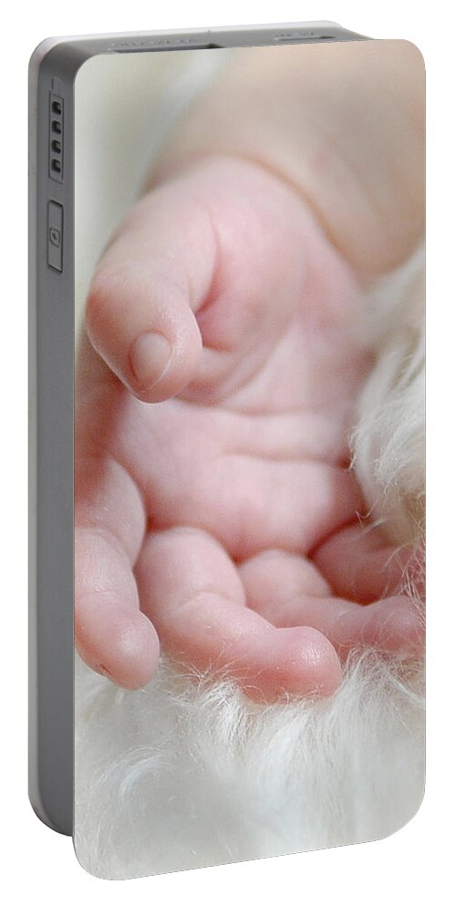 Baby Portable Battery Charger featuring the photograph Hand of an Angel by Lisa Phillips