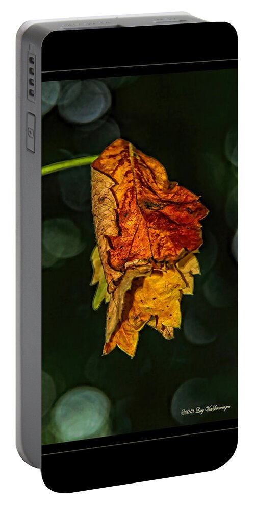 Fall Leaves Photograph Portable Battery Charger featuring the photograph Hanging Gold framed by Lucy VanSwearingen