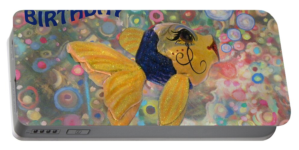 Happy Birthday Greeting Card Portable Battery Charger featuring the photograph Happy Birthday Fish Party Card by Sandi OReilly