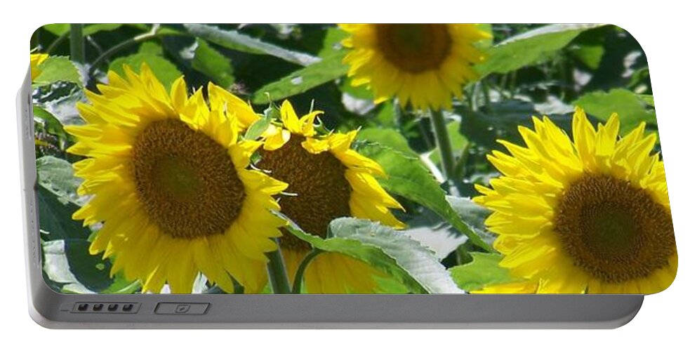 Sunflowers Portable Battery Charger featuring the photograph Happy Faces by Jackie Mueller-Jones