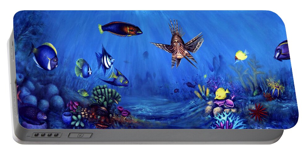 Undersea Portable Battery Charger featuring the painting Happy Family by Lynn Buettner