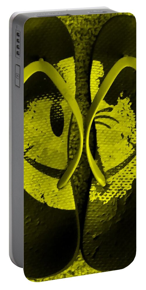 Flipflops Portable Battery Charger featuring the photograph Happy Flops Yellow by Rob Hans