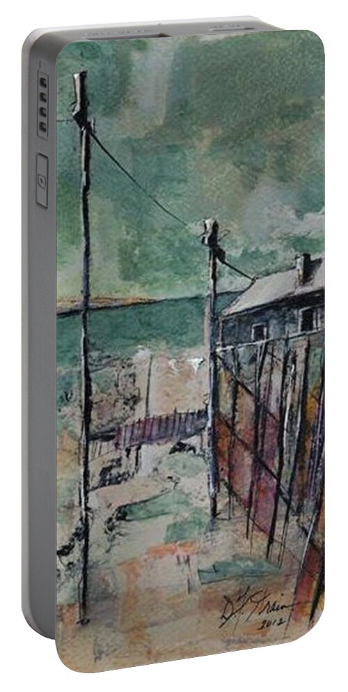 Diane Strain Portable Battery Charger featuring the painting Harbormaster's Home Away from Home by Diane Strain