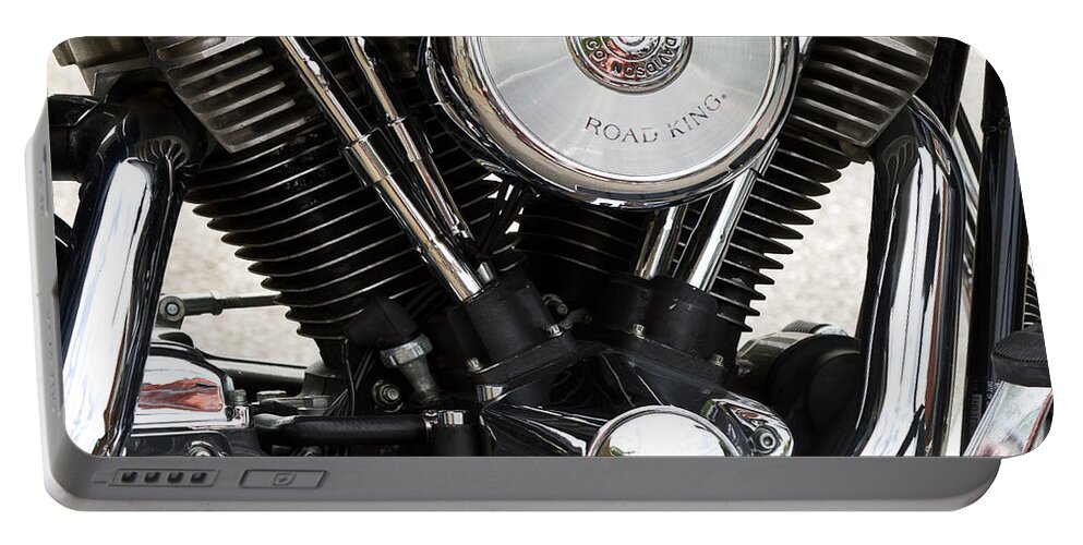 Chrome Portable Battery Charger featuring the photograph Harley Chrome and Steel by Ed Gleichman