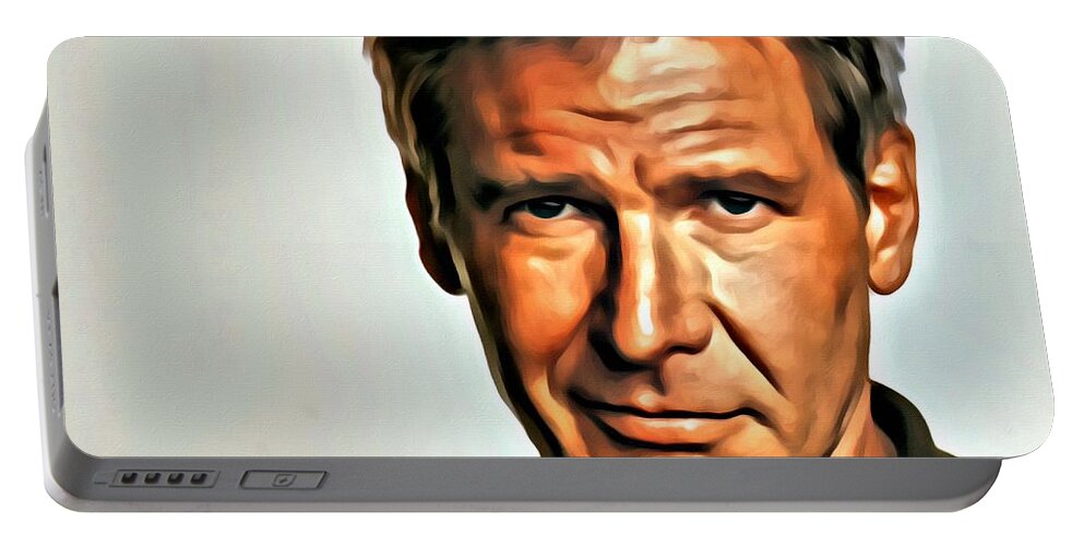 Celebrities Portable Battery Charger featuring the painting Harrison Ford by Florian Rodarte