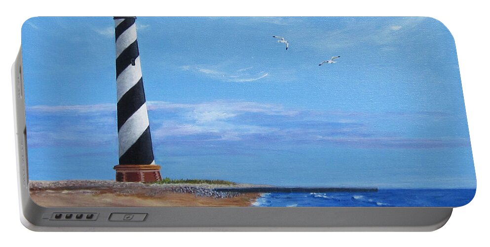 Hatteras Portable Battery Charger featuring the painting Hatteras Light by Anne Marie Brown