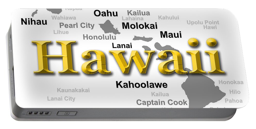 Hawaii Portable Battery Charger featuring the photograph Hawaii State Pride Map Silhouette by Keith Webber Jr