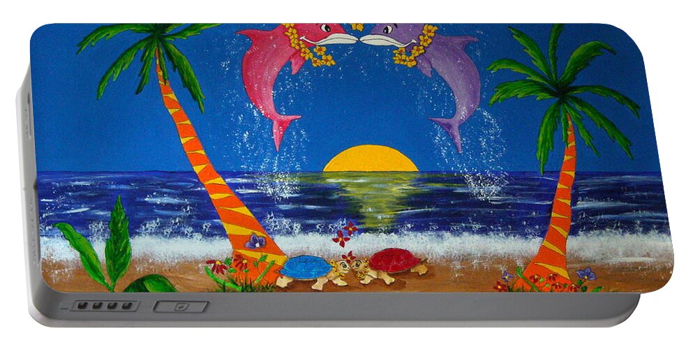 Allegretto Art Portable Battery Charger featuring the painting Hawaiian Island Love by Pamela Allegretto