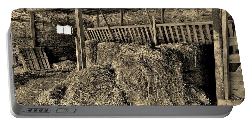 Hay Portable Battery Charger featuring the photograph Hay Barn by Bob Geary