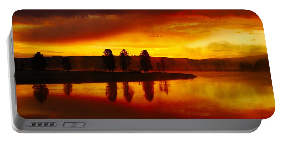 Hayden Portable Battery Charger featuring the photograph Hayden Valley Sunrise by Tranquil Light Photography