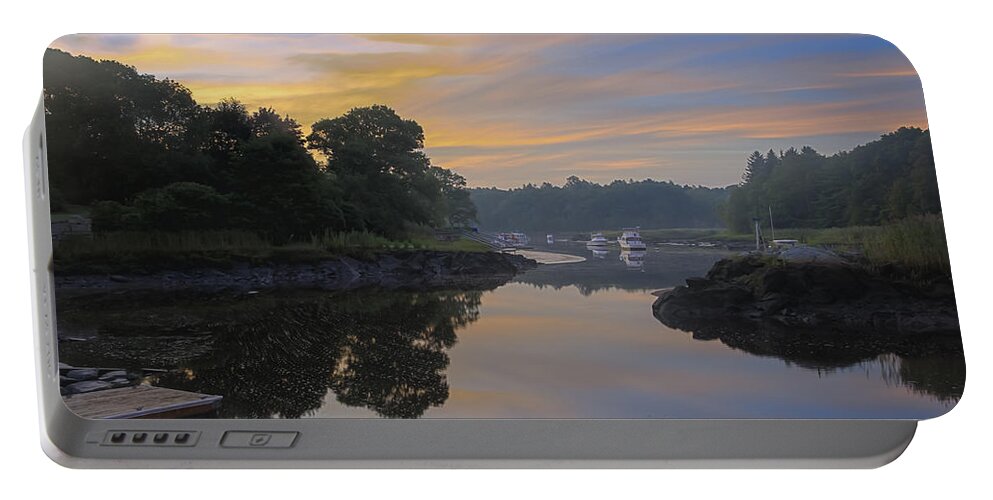 Sunrise Portable Battery Charger featuring the photograph Hazy Summer Sunrise by Stoney Stone