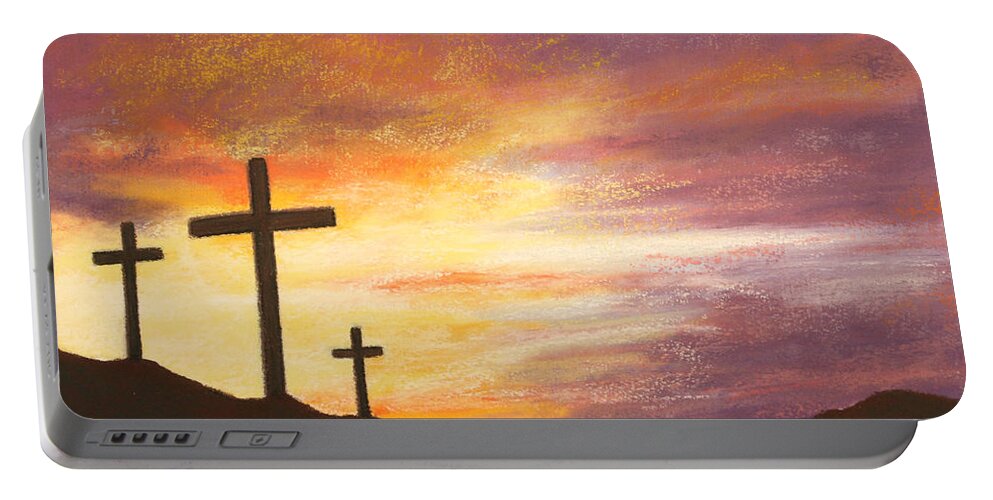 Risen Portable Battery Charger featuring the pastel He is Risen by Marna Edwards Flavell