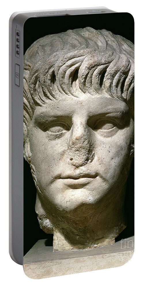 Nero Portable Battery Charger featuring the sculpture Head of Nero by Anonymous